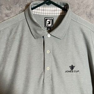FootJoy Performane Shirt Men Large Gray Short Sleeve Polo Athletic Fit Jones Cup